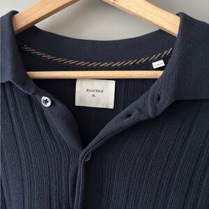 Billy Reid Navy Ribbed Polo Shirt XL